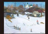 GAVDZINSKI Albin 1923-2014,At the village of Ukraine,1971,Mainichi Auction JP 2009-03-20