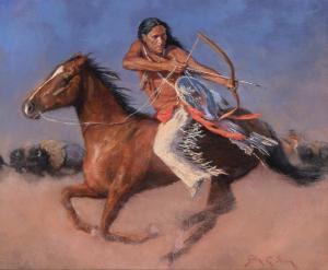 GAWNE John 1952,Indian on Horseback,Santa Fe Art Auction US 2022-05-28
