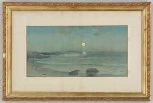 GAY George Howell 1858-1931,moonlit coastal seascape,South Bay US 2023-01-28