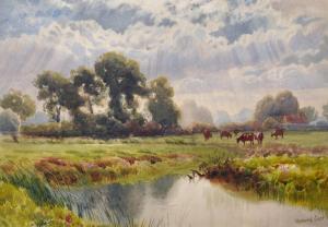 GAYE Howard 1849-1925,'A Balmy Day with Cattle', a River Landscape,John Nicholson GB 2019-01-30