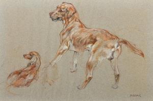 GEAR Mabel 1900-1997,study of two dogs,John Nicholson GB 2024-01-24