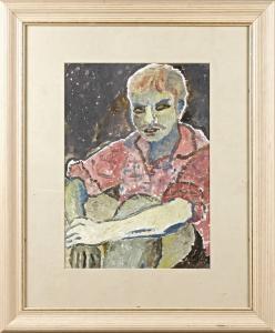 GEBHARDT Peter 1936-1974,Portrait eines sitzenden Jungen,Mehlis DE 2009-05-22