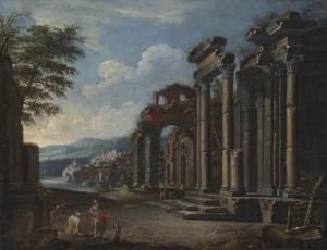 GEBHARDT Wolfgang Magnus,An Italianate landscape with figures amongst class,Christie's 2012-10-30