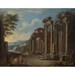 GEBHARDT Wolfgang Magnus,Italianate landscape with figures amongst classica,Dreweatts 2019-04-03