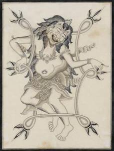 GEDE SOBERAT DEWA 1917-1996,Reradjahan Lontar, Magical Protective Drawing,Borobudur ID 2011-10-22