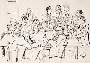 GEDO Lipot 1887-1925,Művészek asztaltársasága - karikatúra,Nagyhazi galeria HU 2017-12-05