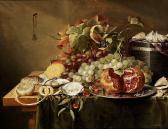 GEERARDS Jasper,lemons, oysters, grapes, a pomegranate on a silver,1654,Sotheby's 2004-07-07