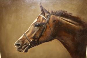 Geere Frank L 1931-1991,head study of a horse in bridle,Lawrences of Bletchingley GB 2023-01-31