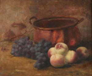 GEERTS JULIENNE 1876-1969,Stilleven met druiven, perziken en koperen ketel,Bernaerts BE 2012-06-17