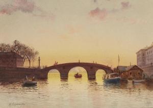 GEFTLER Karl 1858-1918,View of the Prachechny bridge with the Summer Gard,Christie's GB 2012-11-26