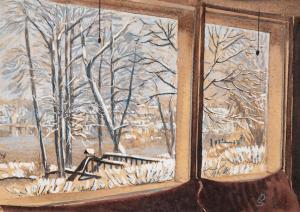 GEHRCKE Hans Otto 1891-1988,Blick aus dem Atelier im Winter,Ahrenshoop DE 2023-12-30