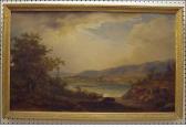 GEISSLER Joseph 1816-1899,landscape with lake and cabin in foregroun,19th century,Winter Associates 2007-07-09