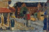 GELARDI Ruben 1938-2012,Town view with trams and people,1952,Bruun Rasmussen DK 2019-03-19