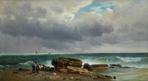 GELATI Lorenzo 1824-1893,Marina con pescatori,1877,Galleria Pananti Casa d'Aste IT 2023-02-17