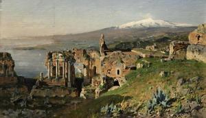 GELENG Angelo,Blick auf das Amphitheater von Taormina,Scheublein Art & Auktionen 2021-03-19