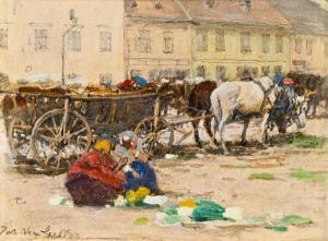 GELLER Johann Nepomuk 1860-1954,Marktmotiv aus Auspitz (Mähren),im Kinsky Auktionshaus AT 2012-11-13