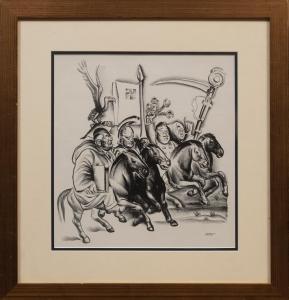 GELLERT Hugo 1892-1985,Four Horsemen of the Apocalypse,1935,Neal Auction Company US 2023-07-20