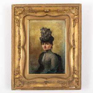 GELLI Edoardo 1852-1933,Ritratto di signora con cappello,1887,Wannenes Art Auctions IT 2023-02-02