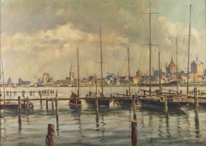 GEMM Walter 1898-1973,Ansicht von Rostock Blick vom Stadthafen,1912,Mehlis DE 2019-08-22