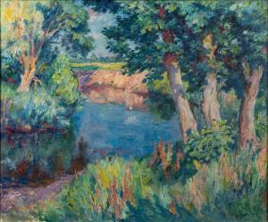 Genge Charles 1874-1958,Riverbank with grasses and trees,Bearnes Hampton & Littlewood GB 2023-01-17