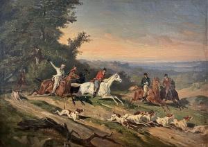 GENGEMBRE Joseph Zephyris 1818-1870,Scène de chasse à courre,Beaussant-Lefèvre FR 2022-06-16