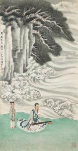 GENGYUN MI 1910-1998,Playing Qing by River Scroll,1977,Christie's GB 2023-08-29
