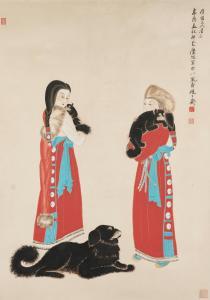 GENGYUN MI 1910-1998,Two Tibetan Women and Dogs,1981,Bonhams GB 2020-12-23