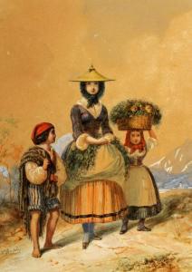 GENIOLE Alfred André 1813-1861,Young lady and two children in traditional dress,Morphets 2013-06-05