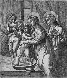GENNARI Maria Pietro 1837,Die Jungfrau Maria, den Jesusknaben waschend,Galerie Bassenge 2016-05-26