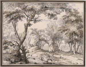 GENOELS Abraham II,Arkadische Landschaft mit rastendem Hirtenpaar,Galerie Bassenge 2023-06-09