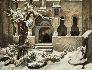 Gensler Jacob 1808-1845,Monastery courtyard in the snow,Villa Grisebach DE 2015-11-25