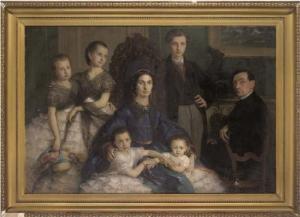 GENTY Emmanuel 1830-1904,Portrait of a family, in an interior,1862,Christie's GB 2006-11-02