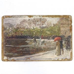 GENTZ Ismael 1862-1914,ice skaters on a lake,Burstow and Hewett GB 2020-06-18