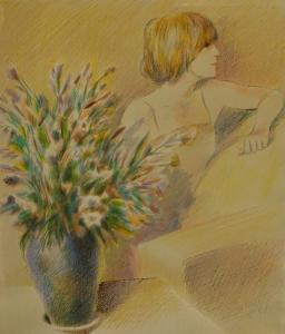 GEORGE Adrian 1944-2021,Lady and flowers,1992,Golding Young & Co. GB 2019-02-27