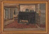 GEORGE F.H,Interior scene of an antique house with central fireplace,Eldred's US 2014-06-07