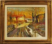 GEORGE HANDELL Albert 1934,Autumn Landscape with Curved Road,Skinner US 2015-11-18
