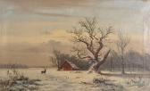 GEORGES CHARLES E,A Snow Covered Winter Landscape, with a Deer,John Nicholson GB 2017-08-02