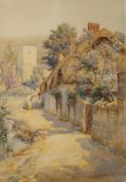 GEORGES CHARLES E,View down a lane beside a thatched cottage,Duke & Son GB 2015-09-17