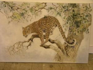 GEORGES Jean 1890,cheetah jumping from a tree,1976,Campbells GB 2010-12-14