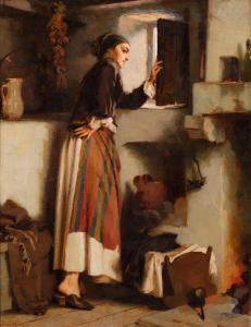 GERALIS Apostolos 1886-1983,Femme regardant par la fenêtre,Cornette de Saint Cyr FR 2023-11-22