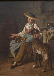 GERARD Lucien 1852-1935,Interior with a young girl and her dog,Woolley & Wallis GB 2024-03-06