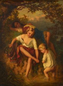 GERARD Theodore 1829-1902,Children Bathing in a Stream,1862,Skinner US 2023-11-02