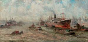 GERARDUS JACOBUS DELFGAAUW 1879-1947,Shipping in Rotterdam harbour,Christie's GB 2007-01-30