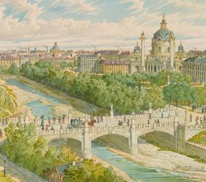 GERASCH Franz,View over the Wien River to St. Charles Church,im Kinsky Auktionshaus 2021-12-14
