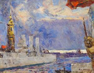 Gerasimov Vasilevic Serghei 1885-1964,View of the Peter and Paul Fortress and the ,1960-1961,Sovcom 2024-02-20
