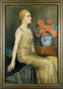 GERDES Eduard 1887-1945,Elégante aux Fleurs,1930,Galerie Moderne BE 2019-06-18