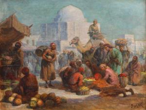 GERGELY Imre 1868-1914,Market of Algiers,Artmark RO 2023-09-20