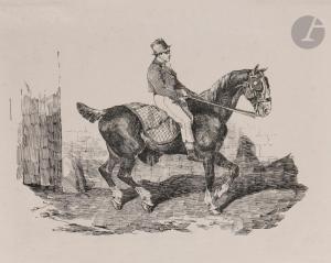 GERICAULT Theodore 1791-1824,Cheval de carrosse monté par un palefrenier,1820,Ader FR 2024-04-03