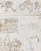 GERICAULT Theodore,ROMAINS COMBATTANT ET ÉTUDES POUR LA COURSE DE CHE,1817,Sotheby's 2014-12-10