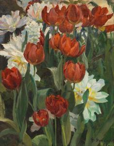 GERLACH Georg 1874-1962,Still life with peonies and tulips,1925,im Kinsky Auktionshaus AT 2021-12-14